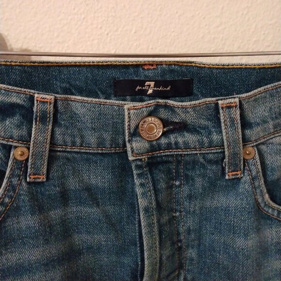 7 For All Mankind distressed denim mini skirt sz 25 - Picture 2 of 10